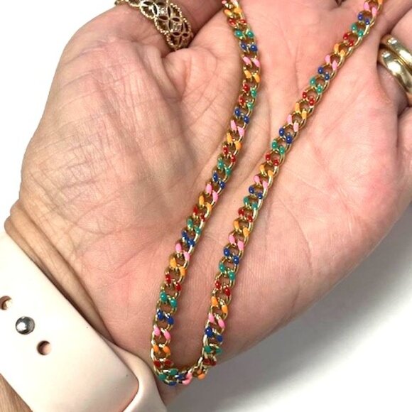 Nikki Smith Multi-colored Rainbow Enamel on Gold Tone Chain - Picture 6 of 6